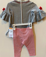 GREY TOP WITH GOLD DOT REINDEER
