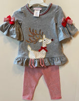 GREY TOP WITH GOLD DOT REINDEER