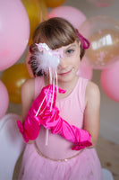 PRINCESS GLOVES WITH BOW - HOT PINK