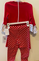 REINDEER WITH STRIPED LEGS AND POLKA DOT PANTS