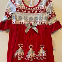 DRESS WITH SNOWFLAKE TOP WITH 3 TREES ON BOTTOM OF SKIRT