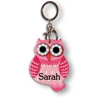 HOO'S BEAUTIFUL OWL MIRROR PERSONALIZED KEYCHAINS