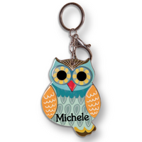 HOO'S BEAUTIFUL OWL MIRROR PERSONALIZED KEYCHAINS