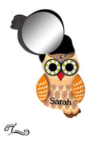 HOO'S BEAUTIFUL OWL MIRROR PERSONALIZED KEYCHAINS