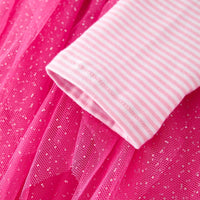 Pink Christmas Santa Applique Striped Girls Dress