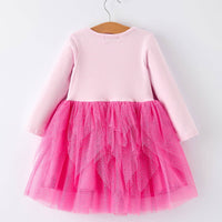 Pink Christmas Santa Applique Striped Girls Dress