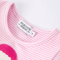 Pink Christmas Santa Applique Striped Girls Dress