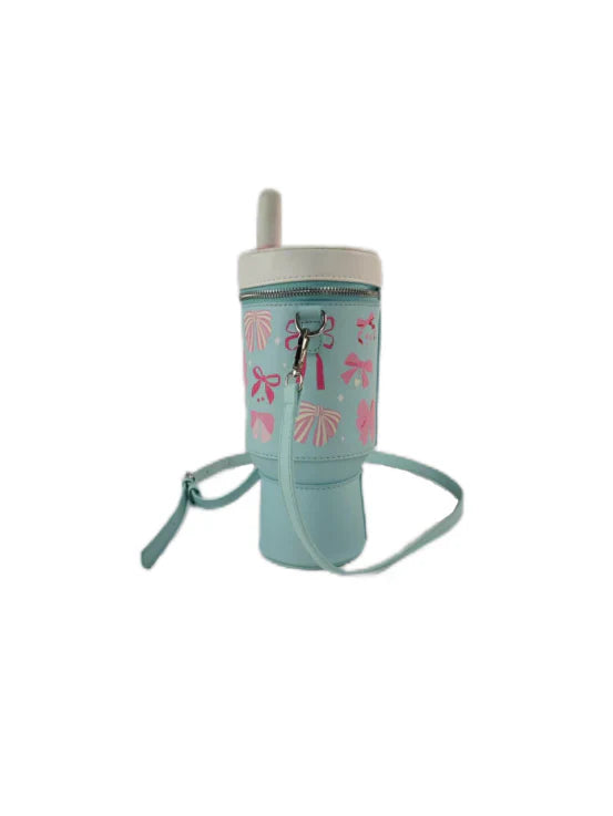 TAKE A SIP WATER CUP - ELEGANT BOWS TIFFANY BLUE CROSSBODY