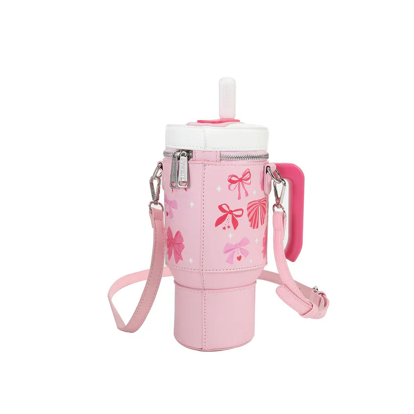 TAKE A SIP WATER CUP - ELEGANT BOWS PINK CROSSBODY