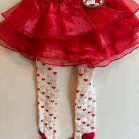 RED TUTU AND HEART LEGGINGS