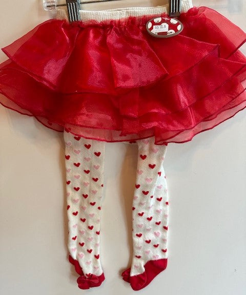 RED TUTU AND HEART LEGGINGS