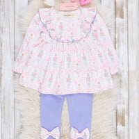Pink & Purple Nutcracker Bows Ruffle Outfit