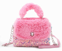 Sherpa & Sequins Flap Mini Crossbody Bag
