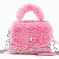 Sherpa & Sequins Flap Mini Crossbody Bag