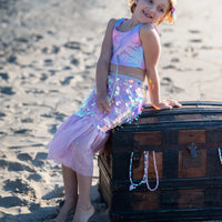 BLING BLING MERMAID SKIRT & HAIR CLIP SET - PINK