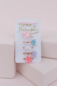 SHIMMER FLOWER RINGS - 5 PIECES