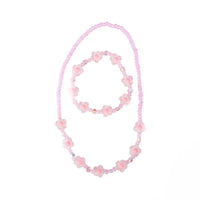 PINK CRYSTAL BLOOMS NECKLACE & BRACELET SET