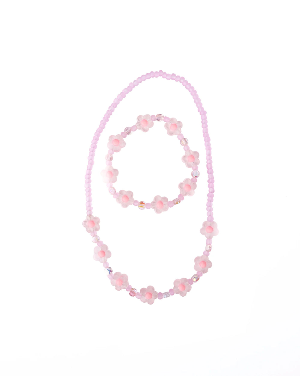 PINK CRYSTAL BLOOMS NECKLACE & BRACELET SET