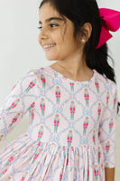 PINK NUTCRACKER 3/4 SLEEVE POCKET TWIRL
