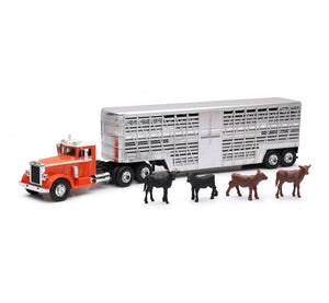 1:43 DIE CAST 1949 PETERBILT 380 LIVESTOCK TRUCK W/CATTLE