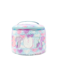 'Stuff' Heart-Printed Plush Rounded Glam Bag