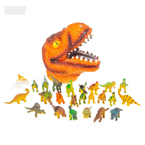 T REX HEAD CASE WITH 24 PC DINOSAURS