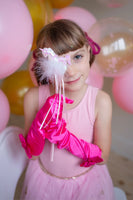 PRINCESS GLOVES WITH BOW - HOT PINK
