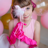 PRINCESS GLOVES WITH BOW - HOT PINK