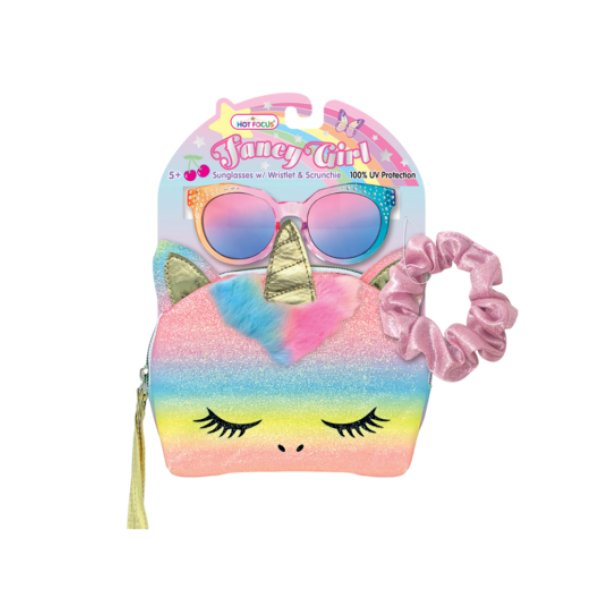 FANCY GIRL SUNGLASSES WITH WRISTLET & SCRUNCHIE - UNICORN & RAINBOW