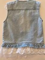 JEAN VEST - LIGHT BLUE WITH LACE BOTTOM
