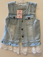 JEAN VEST - LIGHT BLUE WITH LACE BOTTOM
