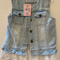 JEAN VEST - LIGHT BLUE WITH LACE BOTTOM