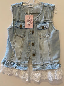 JEAN VEST - LIGHT BLUE WITH LACE BOTTOM