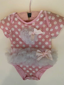 PINK POLKA DOT ONESIE WITH HEART