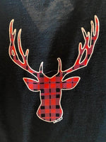 BLACK SHIRT WITH PLAID DEER AND SHEAR SLEEVES - KIDS
