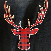 BLACK SHIRT WITH PLAID DEER AND SHEAR SLEEVES - KIDS