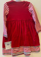 DRESS WITH RED TOP WITH 3 TREES ON SKIRT
