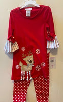 REINDEER WITH STRIPED LEGS AND POLKA DOT PANTS
