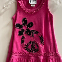PINK TANK DRESS WITH FLOWER AND PEACE SYMBOL