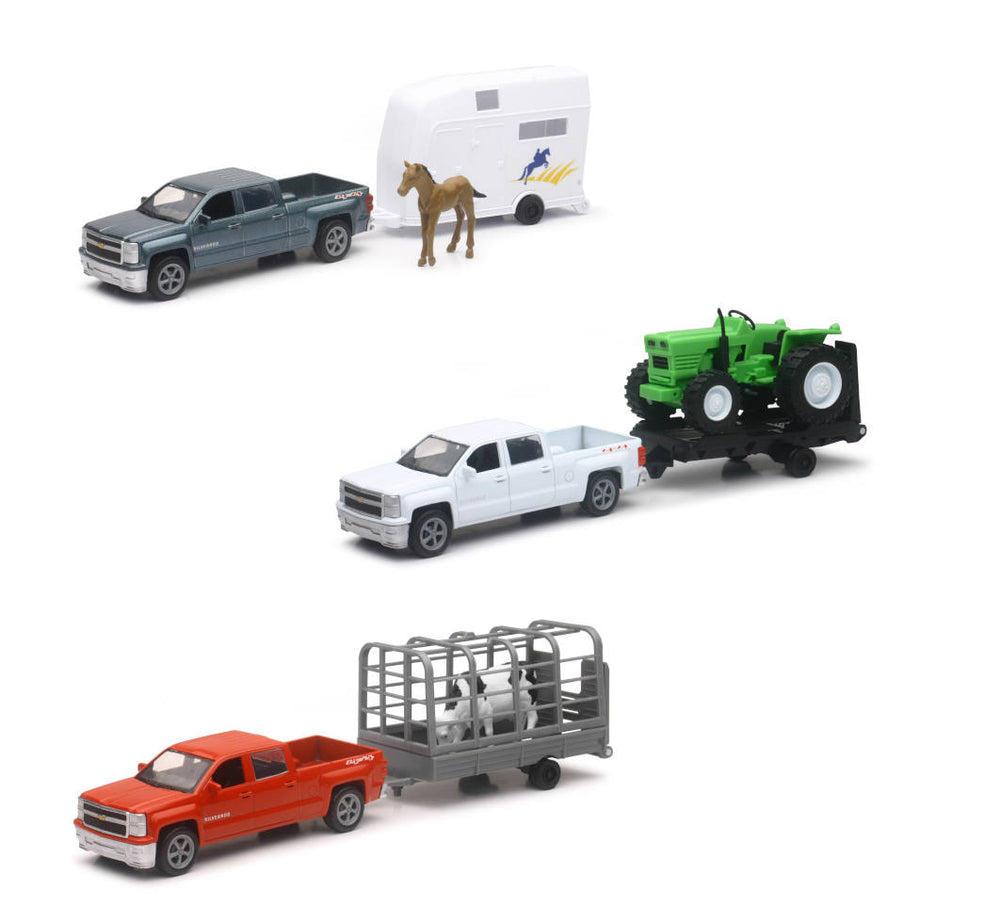 1:43 Scale Chevrolet Silverado Pick Up W/ Farm Trailer