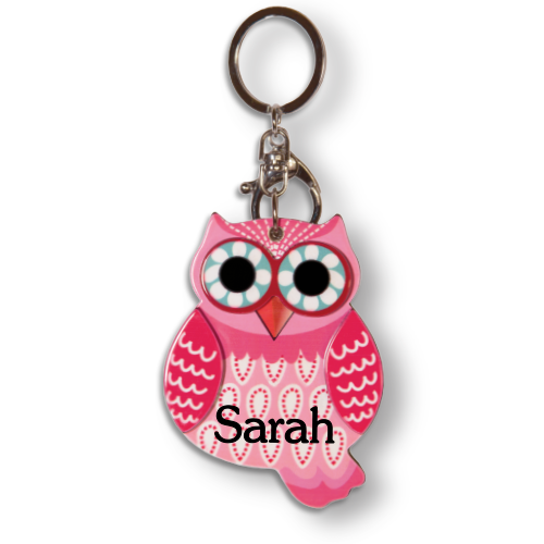 HOO'S BEAUTIFUL OWL MIRROR PERSONALIZED KEYCHAINS | Imagination Unlimited