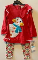 RED TOP WITH SNOWMAN WITH EARMUFFS
