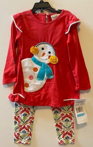 RED TOP WITH SNOWMAN WITH EARMUFFS