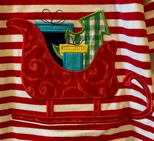 Three Sister Red Striped top with sleigh